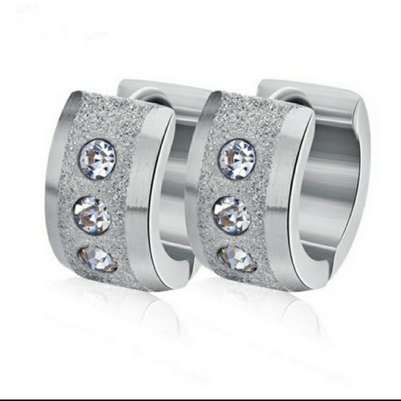 Silver Rhinestone Embedded Earring - Picture 3 of 4